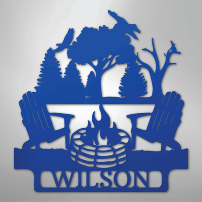 My Easy Monogram Steel Sign Blue / 24" Camping Firepit Vibe Monogram - Steel Sign