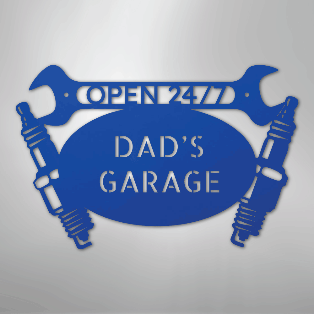 My Easy Monogram Steel Sign Blue / 24" Car Garage Monogram - Steel Sign