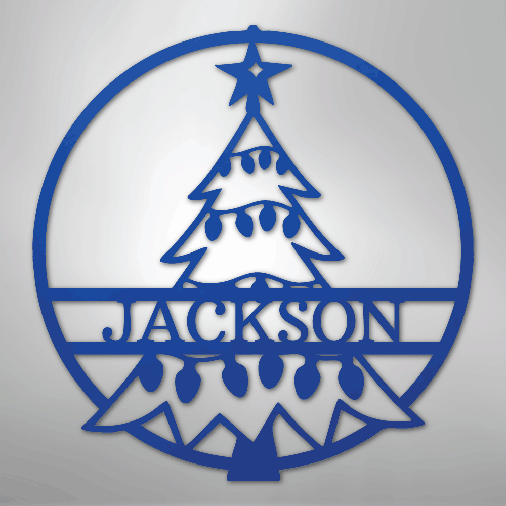 My Easy Monogram Steel Sign Blue / 24" Christmas Tree Monogram - Steel Sign