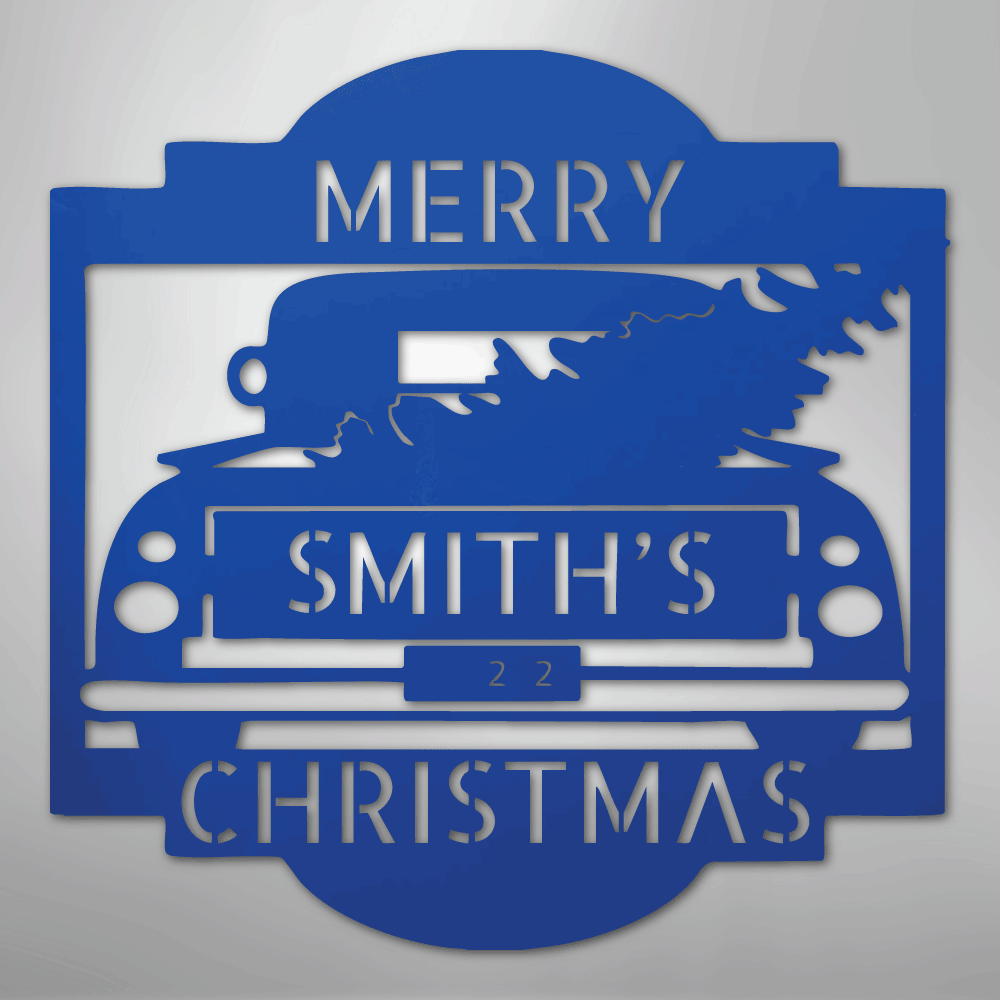 My Easy Monogram Steel Sign Blue / 24" Christmas Truck Monogram - Steel Sign