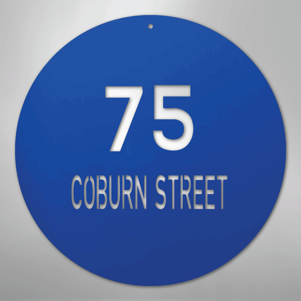 My Easy Monogram Steel Sign Blue / 24" Circle Address - Steel Sign