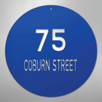 My Easy Monogram Steel Sign Blue / 24" Circle Address - Steel Sign