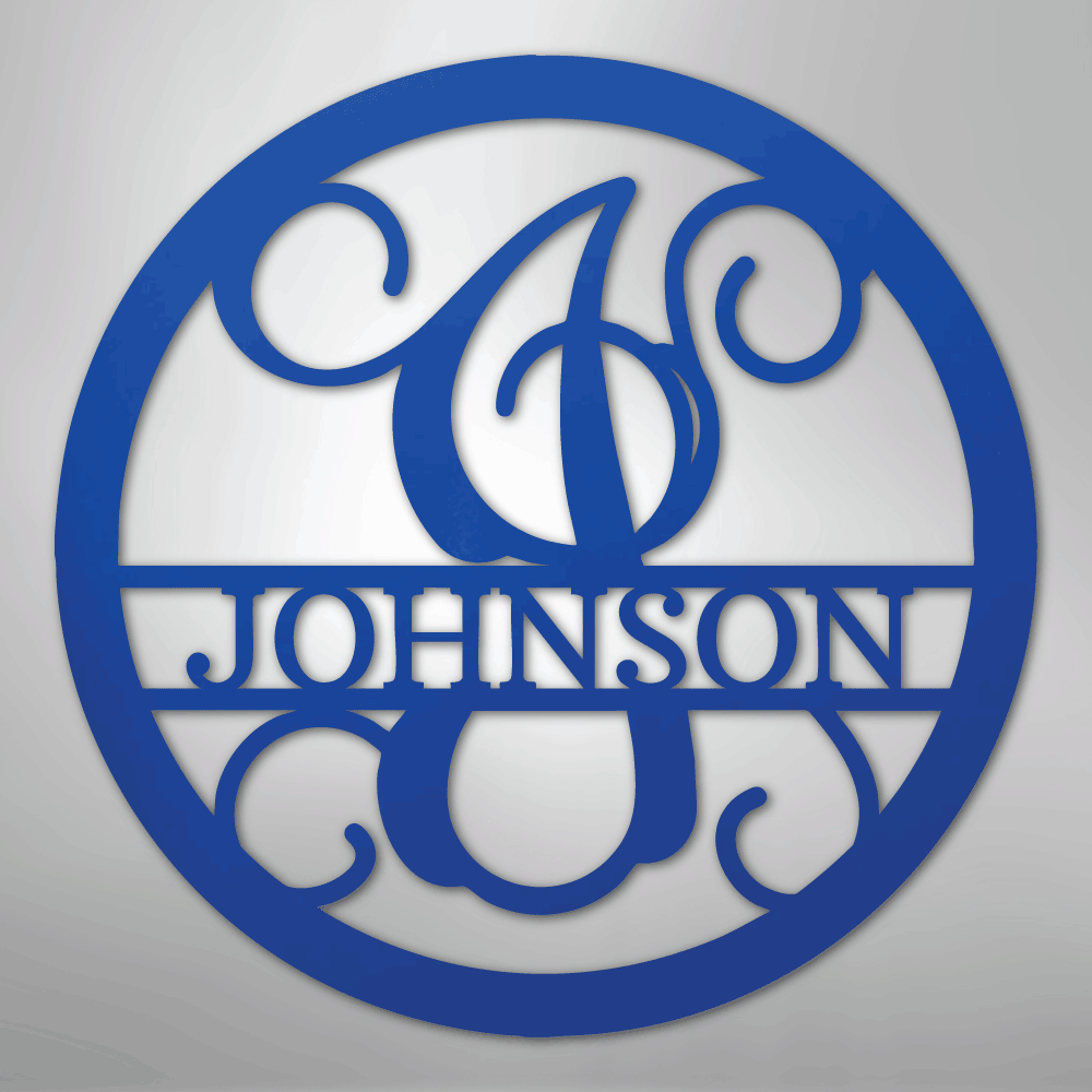 My Easy Monogram Steel Sign Blue / 24" Circle Vine Monogram - Steel Sign