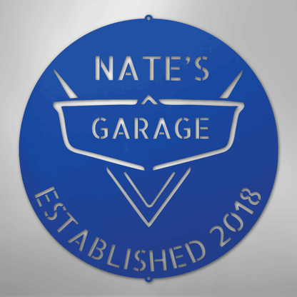 My Easy Monogram Steel Sign Blue / 24" Classic Car Monogram - Steel Sign
