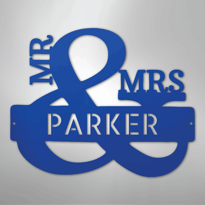My Easy Monogram Steel Sign Blue / 24" Couples Monogram - Steel Sign
