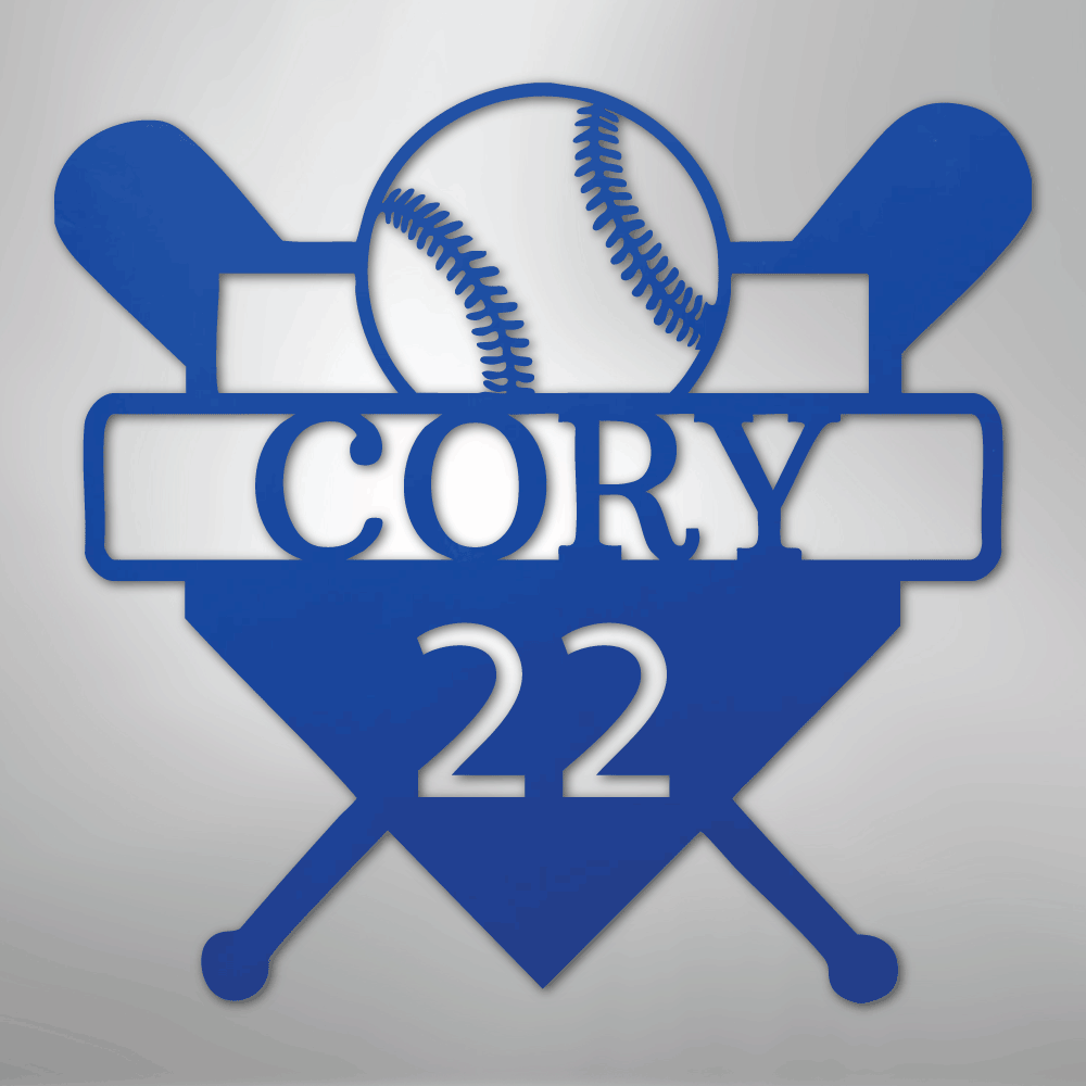 My Easy Monogram Steel Sign Blue / 24" Custom Baseball Monogram - Metal Sign