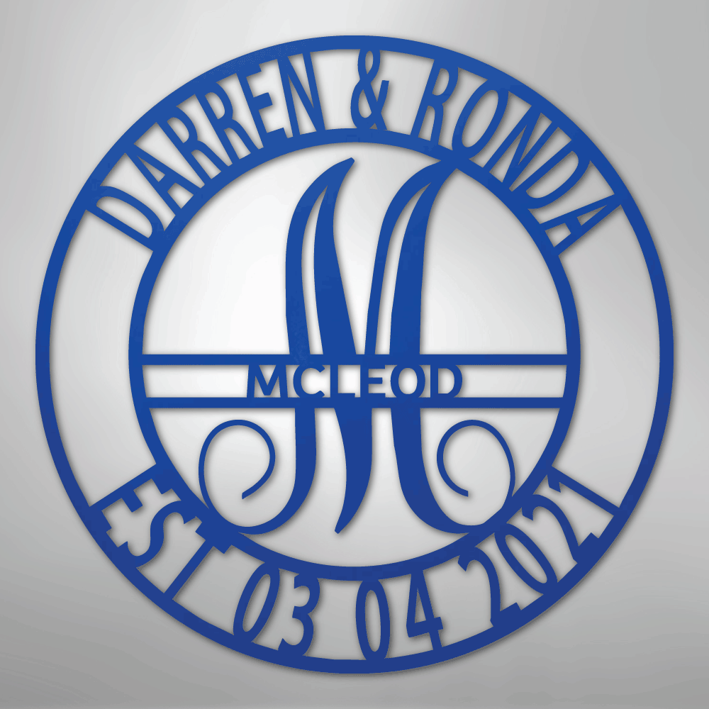 My Easy Monogram Steel Sign Blue / 24" Elaborate Name - Steel Sign