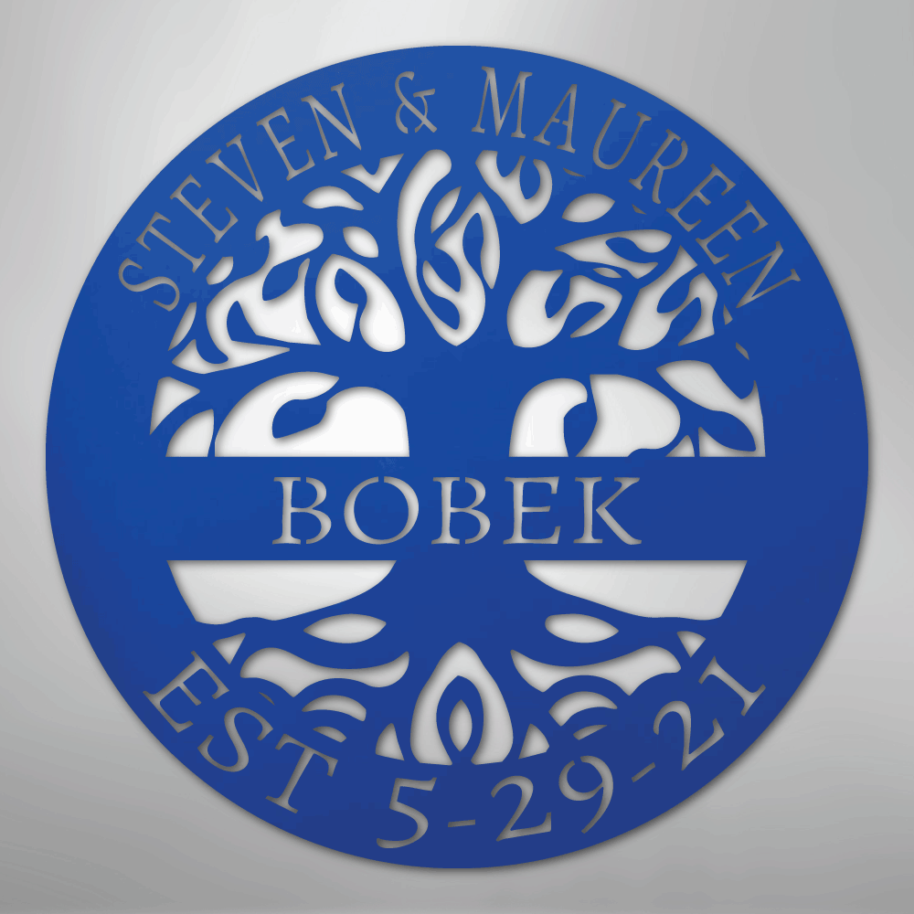 My Easy Monogram Steel Sign Blue / 24" Elaborate Tree Of Life - Steel Sign