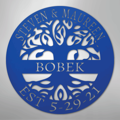 My Easy Monogram Steel Sign Blue / 24" Elaborate Tree Of Life - Steel Sign