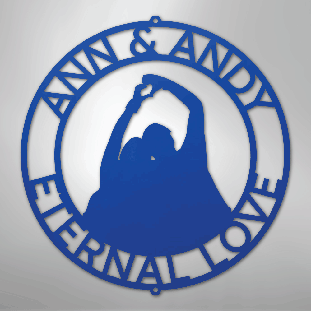 My Easy Monogram Steel Sign Blue / 24" Eternal Love Couple Silhouette Monogram - Steel Sign
