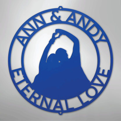 My Easy Monogram Steel Sign Blue / 24" Eternal Love Couple Silhouette Monogram - Steel Sign