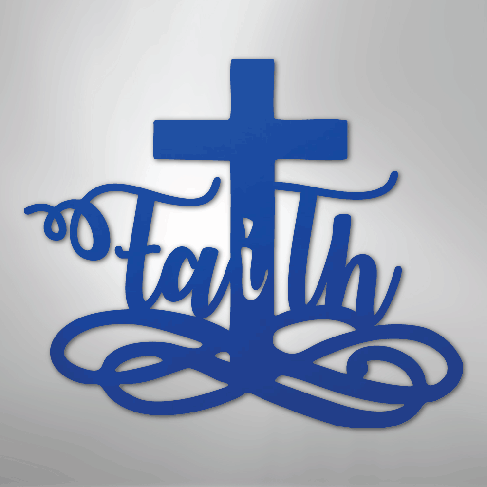 My Easy Monogram Steel Sign Blue / 24" Faith Cross - Steel Sign