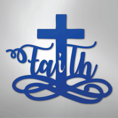 My Easy Monogram Steel Sign Blue / 24" Faith Cross - Steel Sign