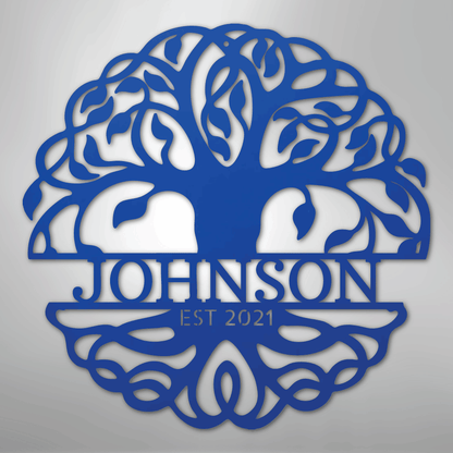 My Easy Monogram Steel Sign Blue / 24" Fancy Tree of Life Monogram - Steel Sign