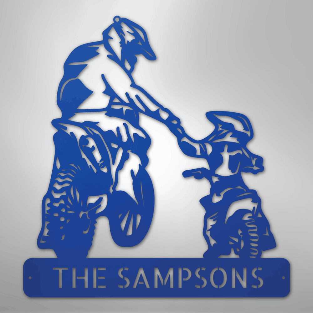 My Easy Monogram Steel Sign Blue / 24" Father and Son Motorcross Monogram - Steel Sign