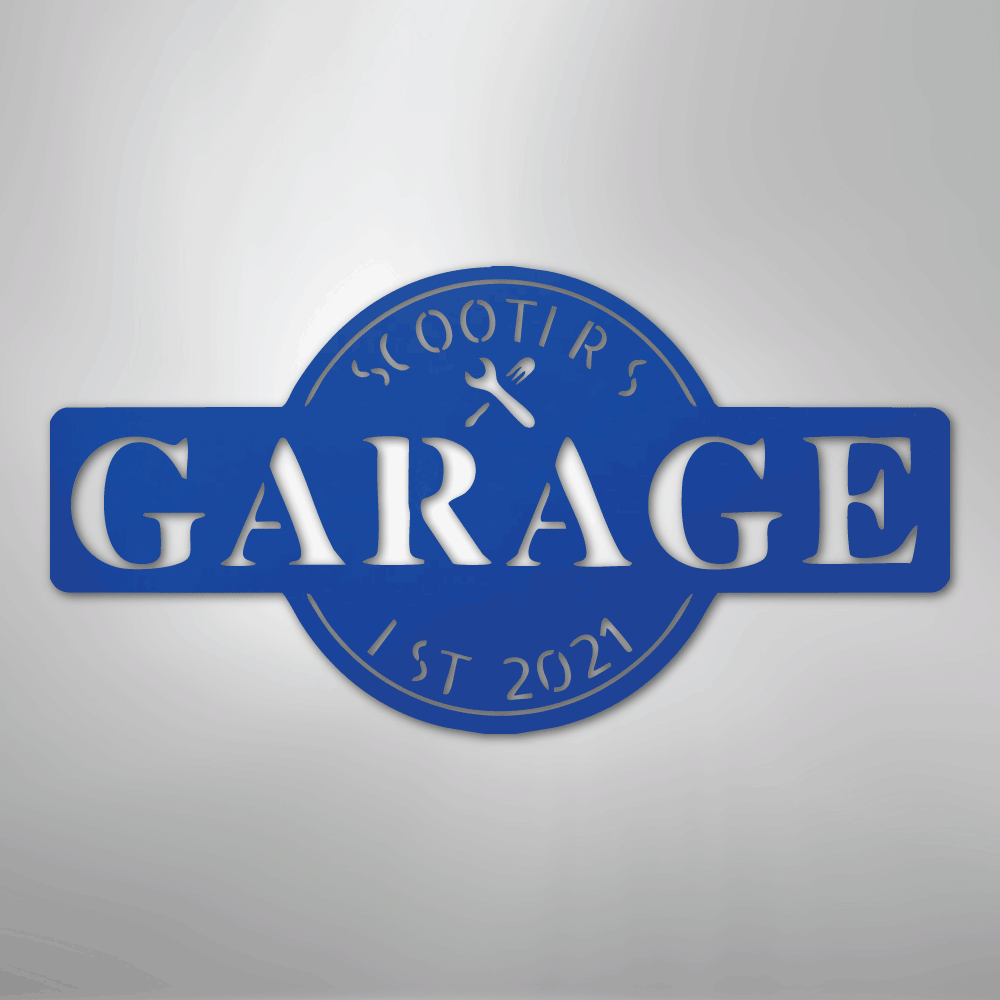 My Easy Monogram Steel Sign Blue / 24" Garage Monogram - Metal Sign