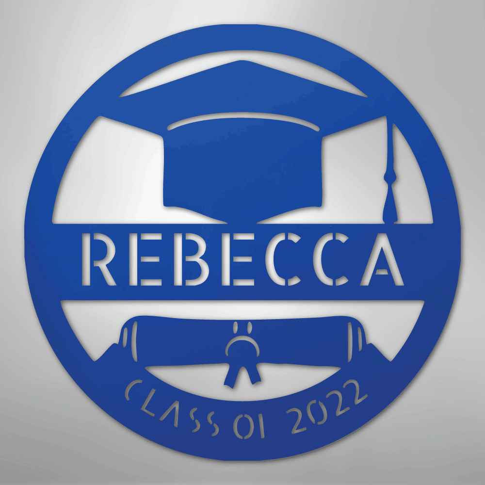 My Easy Monogram Steel Sign Blue / 24" Grad Cap Monogram - Steel Sign