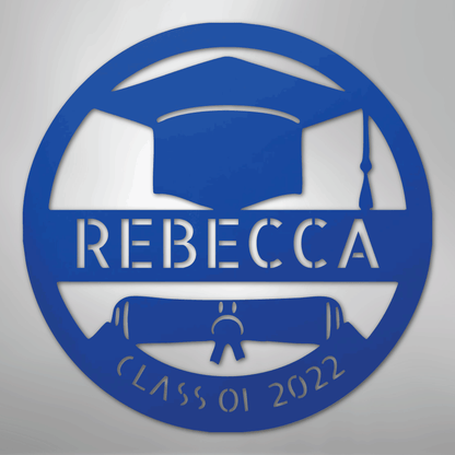 My Easy Monogram Steel Sign Blue / 24" Grad Cap Monogram - Steel Sign