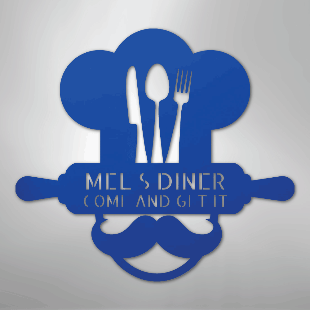 My Easy Monogram Steel Sign Blue / 24" Home Chef Monogram - Steel Sign