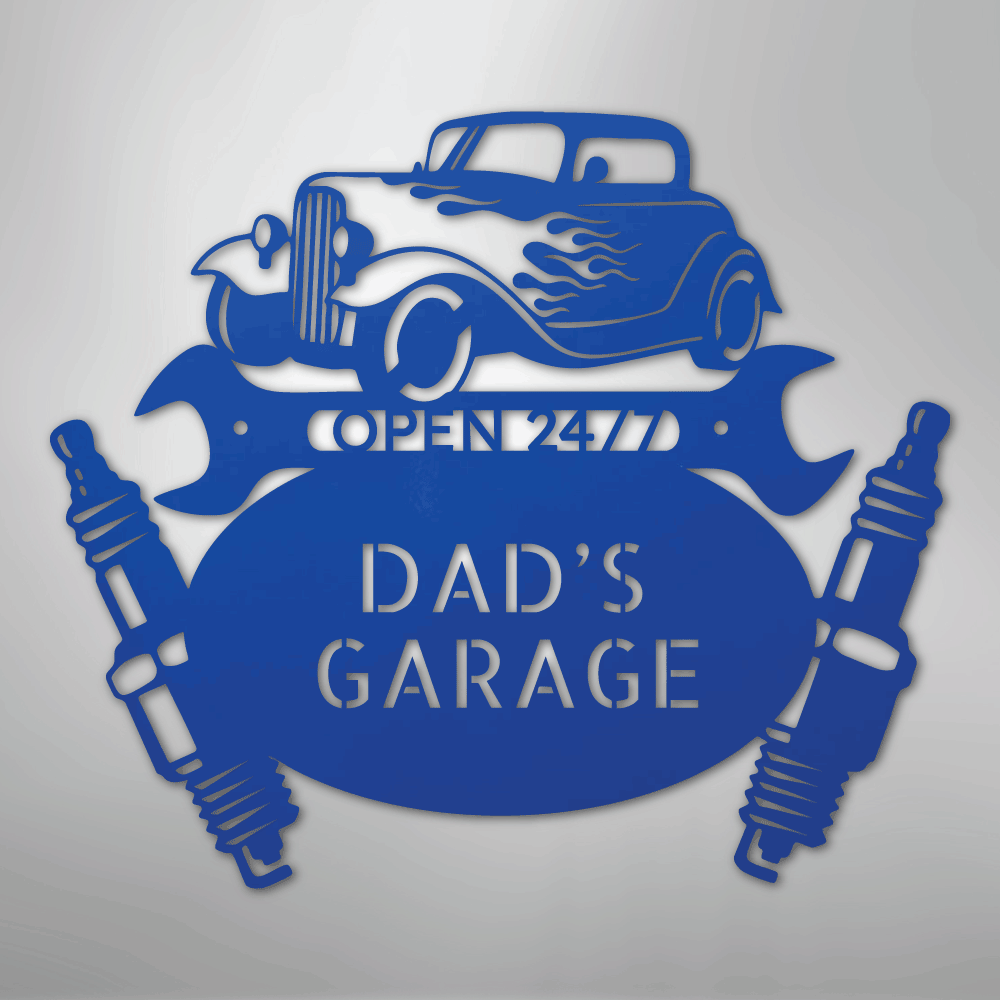 My Easy Monogram Steel Sign Blue / 24" Hot Rod Mechanic Monogram - Steel Sign