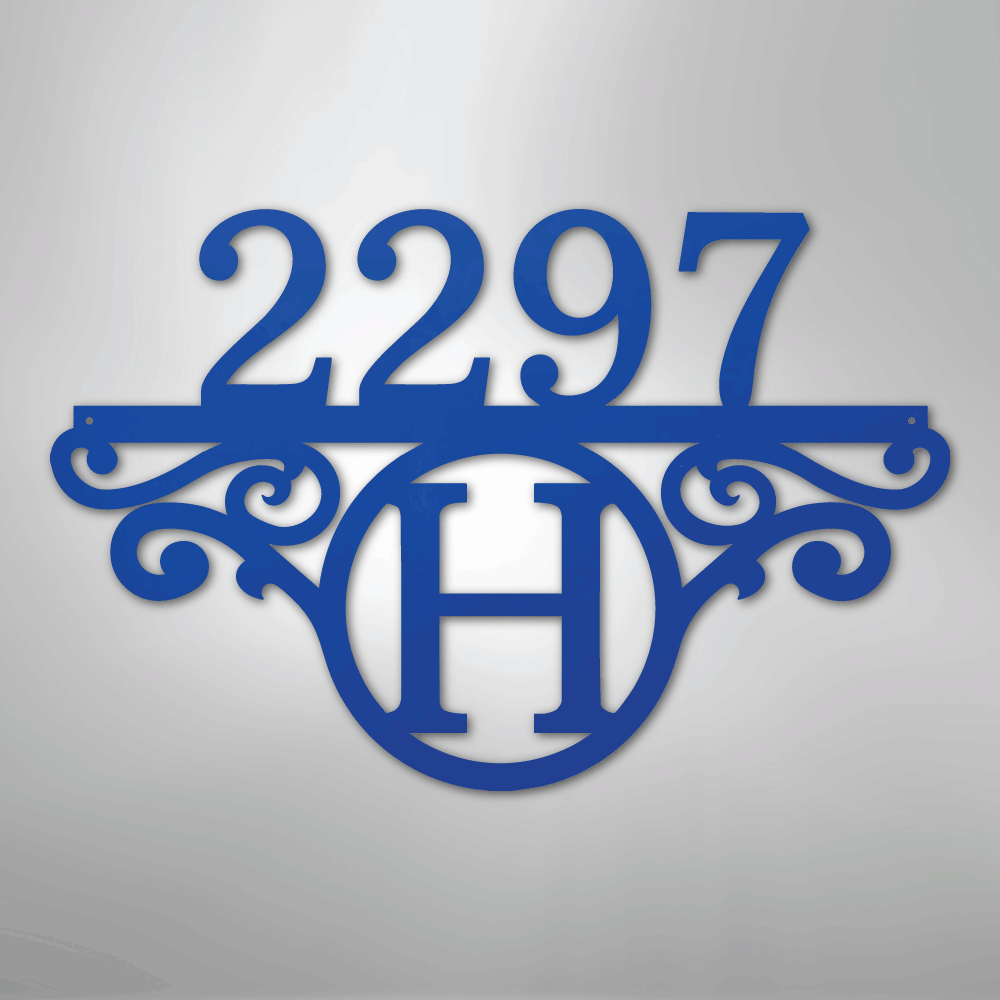 My Easy Monogram Steel Sign Blue / 24" Initial Address Monogram - Steel Sign