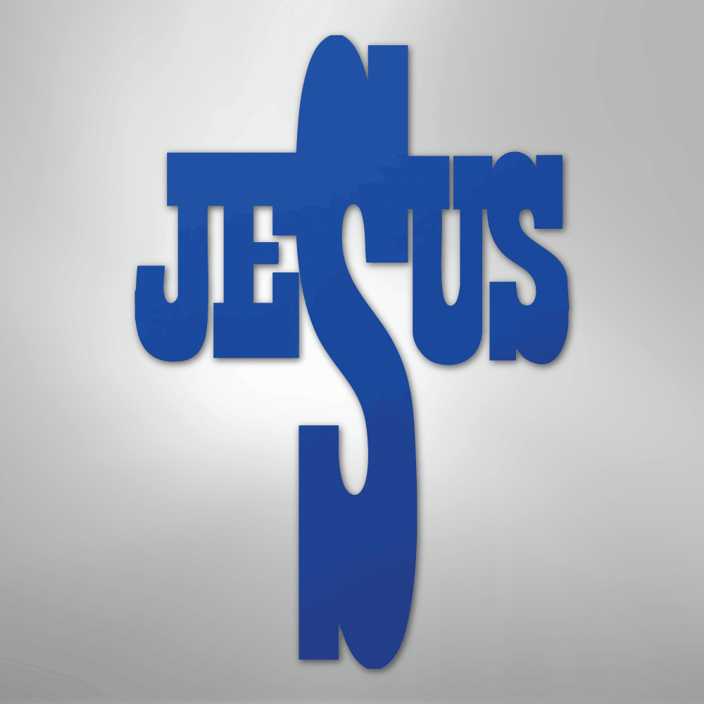 My Easy Monogram Steel Sign Blue / 24" Jesus Cross - Steel Sign