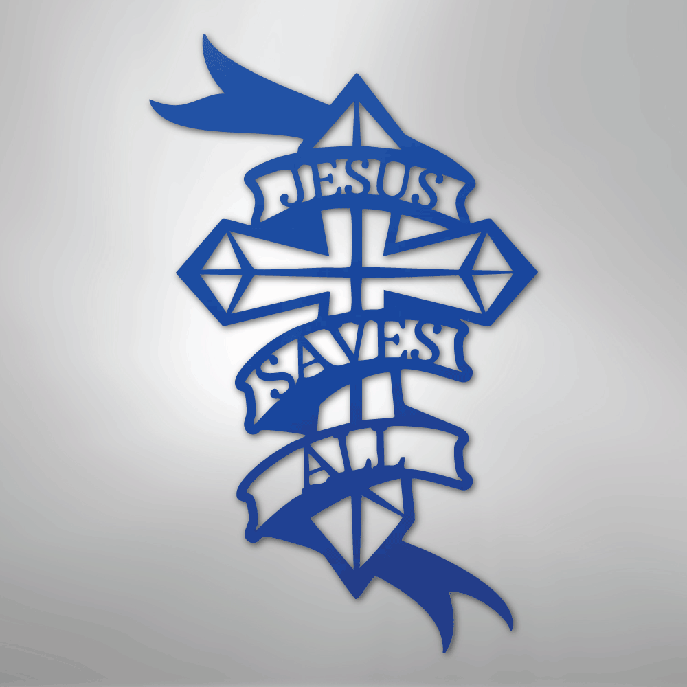 My Easy Monogram Steel Sign Blue / 24" Jesus Saves All - Steel Sign