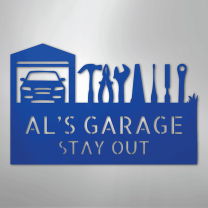 My Easy Monogram Steel Sign Blue / 24" Master Of The Garage Monogram - Steel Sign