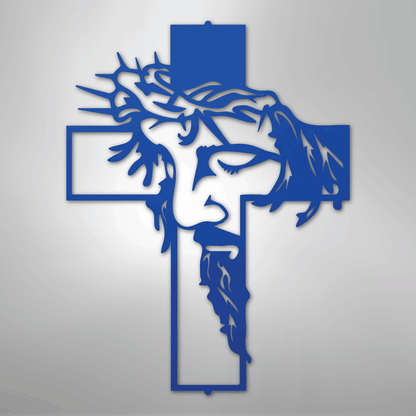 My Easy Monogram Steel Sign Blue / 24" Metal Christ Cross - Steel Sign