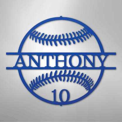 My Easy Monogram Steel Sign Blue / 24" Name and Number Baseball - Metal Sign