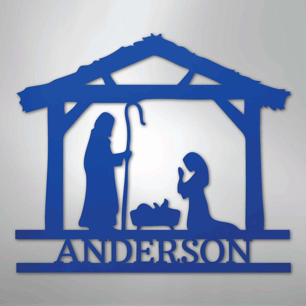 My Easy Monogram Steel Sign Blue / 24" Nativity Simple Monogram - Steel Sign