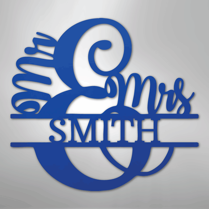 My Easy Monogram Steel Sign Blue / 24" New Couples Monogram - Steel Sign