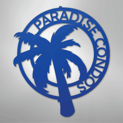 My Easy Monogram Steel Sign Blue / 24" Palm Tree Monogram - Steel Sign