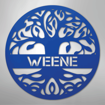 My Easy Monogram Steel Sign Blue / 24" Personalized Tree of Life - Steel Sign