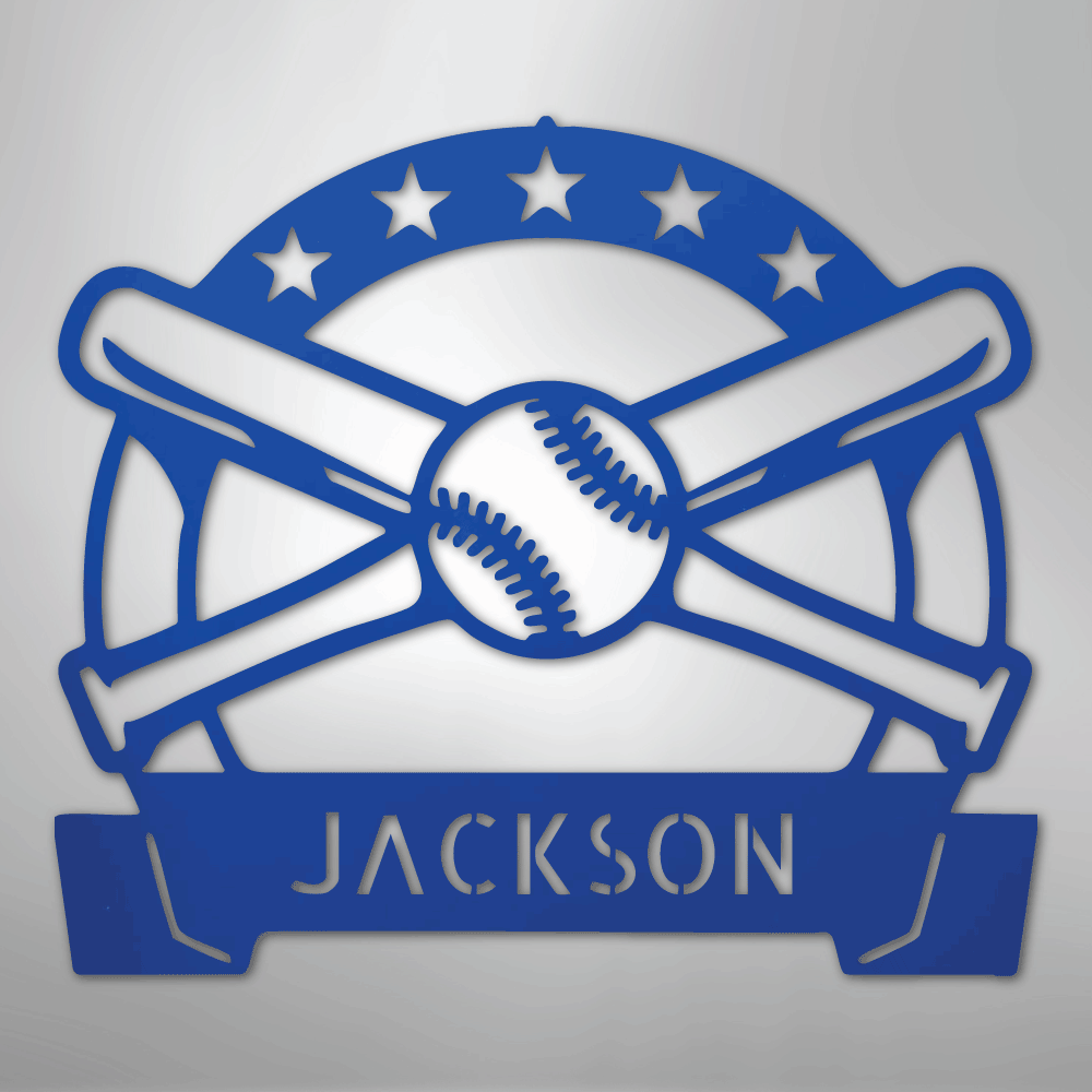 My Easy Monogram Steel Sign Blue / 24" Play Ball Monogram - Metal Sign