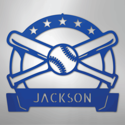 My Easy Monogram Steel Sign Blue / 24" Play Ball Monogram - Metal Sign