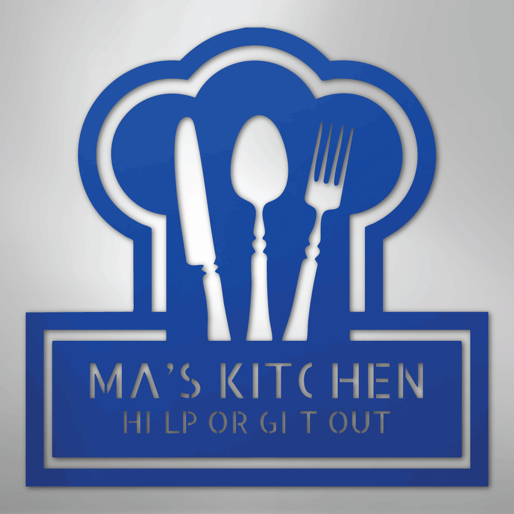 My Easy Monogram Steel Sign Blue / 24" Ruler Of The Kitchen Monogram - Steel Sign