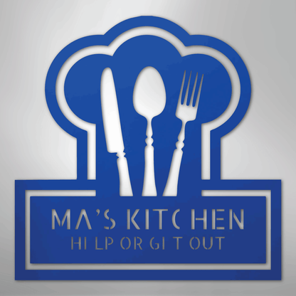 My Easy Monogram Steel Sign Blue / 24" Ruler Of The Kitchen Monogram - Steel Sign