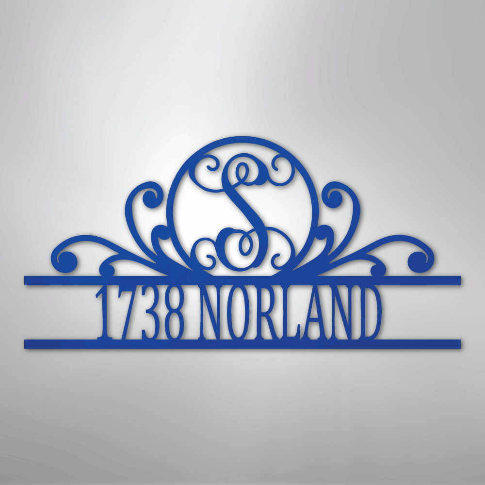 My Easy Monogram Steel Sign Blue / 24" Scroll Family Name Monogram - Steel Sign