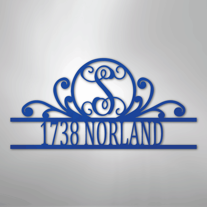 My Easy Monogram Steel Sign Blue / 24" Scroll Family Name Monogram - Steel Sign