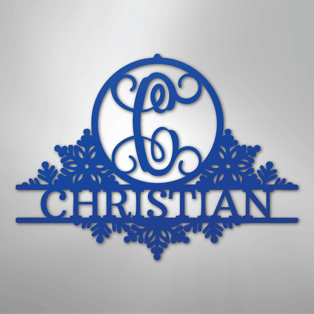 My Easy Monogram Steel Sign Blue / 24" Snowfall Initial Monogram - Steel Sign