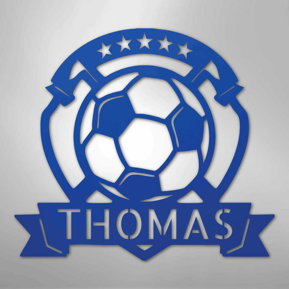 My Easy Monogram Steel Sign Blue / 24" Soccer Plaque Monogram - Steel Sign