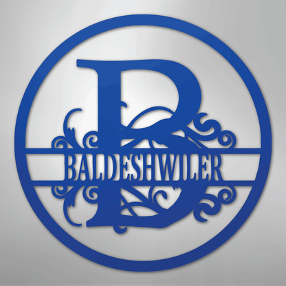 My Easy Monogram Steel Sign Blue / 24" Split Circle Monogram - Steel Sign