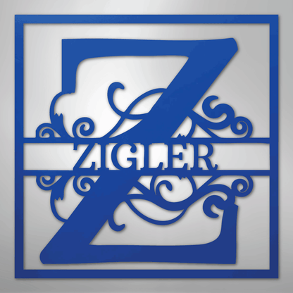 My Easy Monogram Steel Sign Blue / 24" Split Square Monogram - Steel Sign
