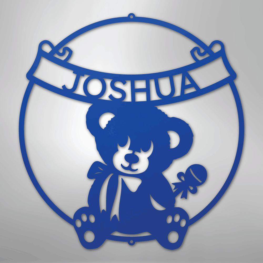 My Easy Monogram Steel Sign Blue / 24" Teddy Banner Monogram - Steel Sign