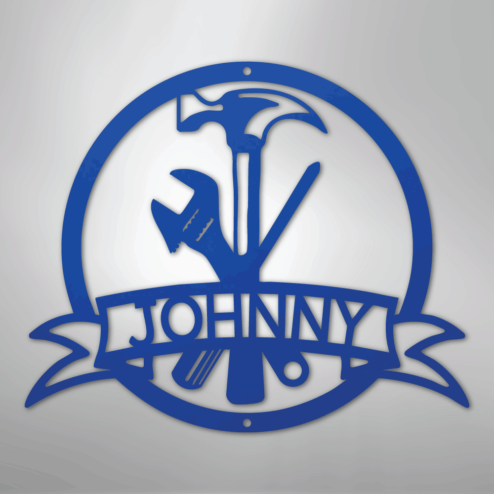 My Easy Monogram Steel Sign Blue / 24" Tool Man Monogram - Steel Sign