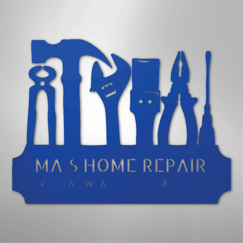 My Easy Monogram Steel Sign Blue / 24" Tool Time Monogram - Steel Sign