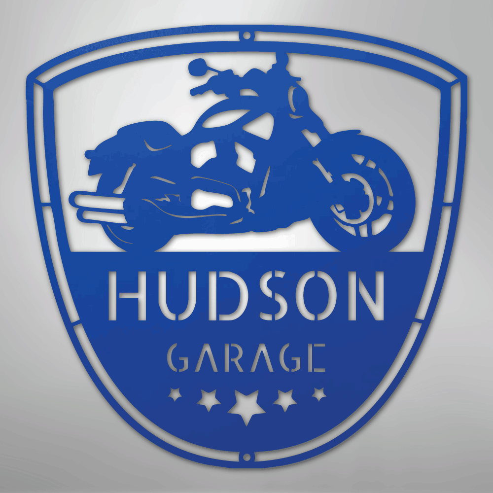 My Easy Monogram Steel Sign Blue / 24" Two Wheels Move The Soul Monogram - Steel Sign