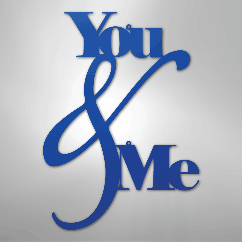My Easy Monogram Steel Sign Blue / 24" You and Me Quote - Steel Sign