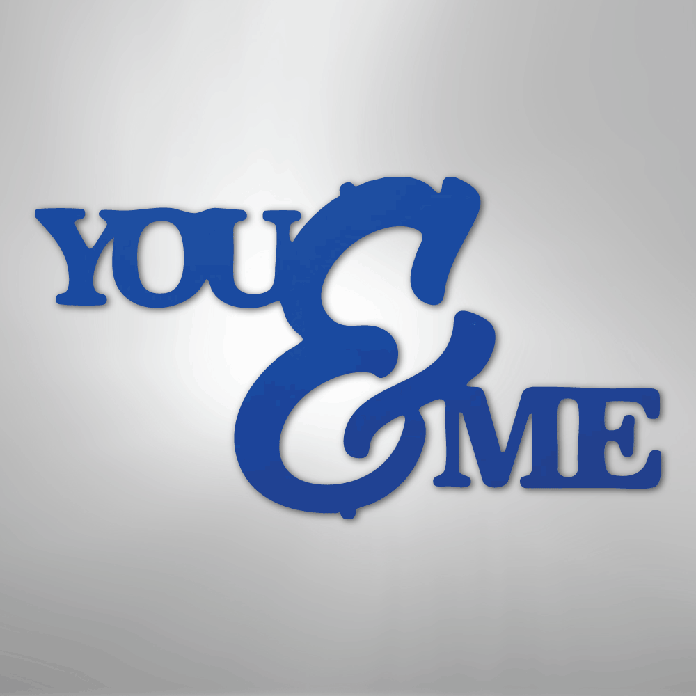 My Easy Monogram Steel Sign Blue / 24" You and Me Script - Steel Sign